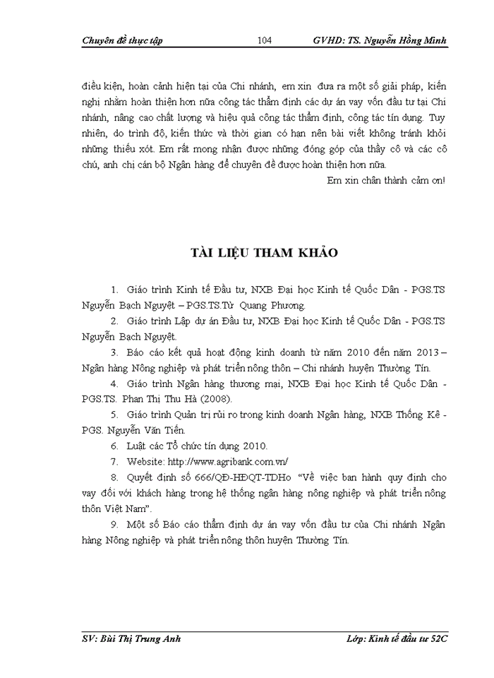 image for page Thực trạng công tác thẩm định các dự án vay vốn đầu tư tại ngân hàng nông nghiệp và phát triển nông thôn – chi nhánh huyện thường tín