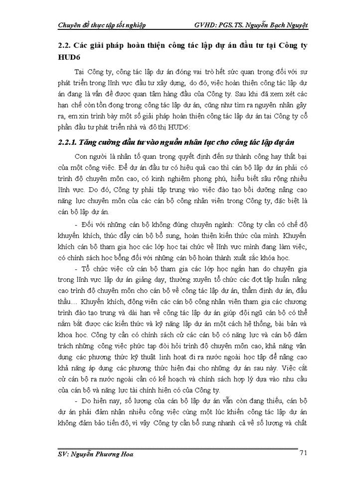 image for page Hoàn thiện công tác lập dự án tại Công ty Cổ phần đầu tư phát triển nhà và đô thị HUD6