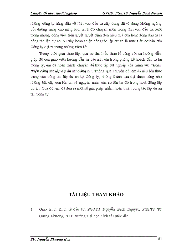 image for page Hoàn thiện công tác lập dự án tại Công ty Cổ phần đầu tư phát triển nhà và đô thị HUD6