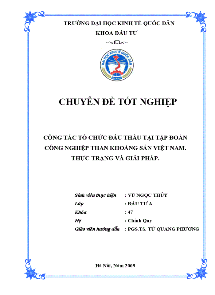 image for page Công tác tổ chức đấu thầu tại tập đoàn công nghiệp than khoáng sản VIỆT NAM. Thực trạng và giải pháp