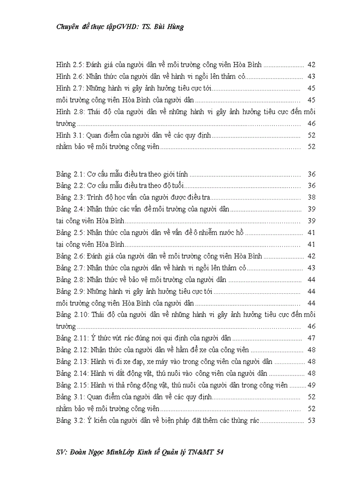 image for page Tìm hiểu về nhận thức, thái độ và hành vi của người dân về bảo vệ môi trường tại công viên Hòa Bình
