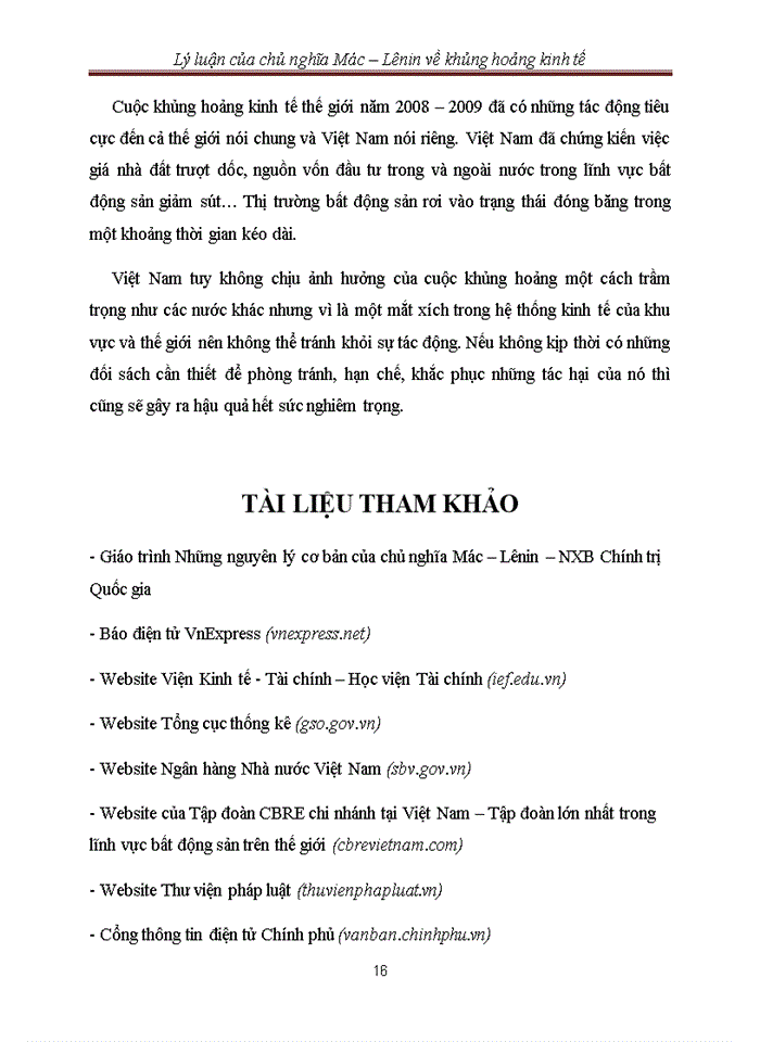 image for page Lý luận của chủ nghĩa Mác – Lênin về khủng hoảng kinh tế