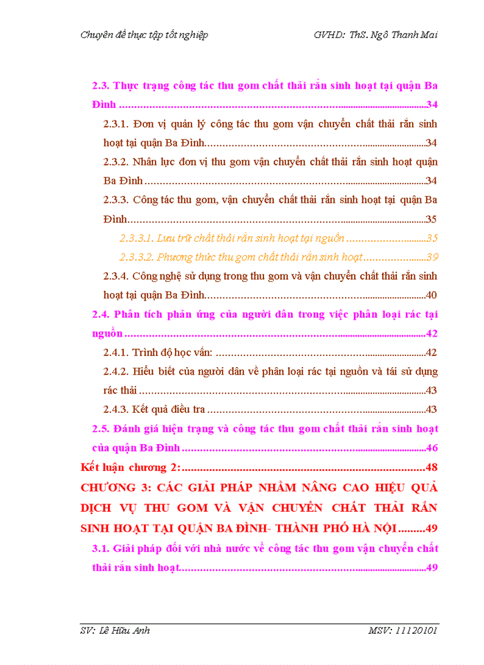 Đánh giá dịch vụ thu gom và vận chuyển chất thải rắn sinh hoạt tại quận Ba Đình - thành phố Hà Nội