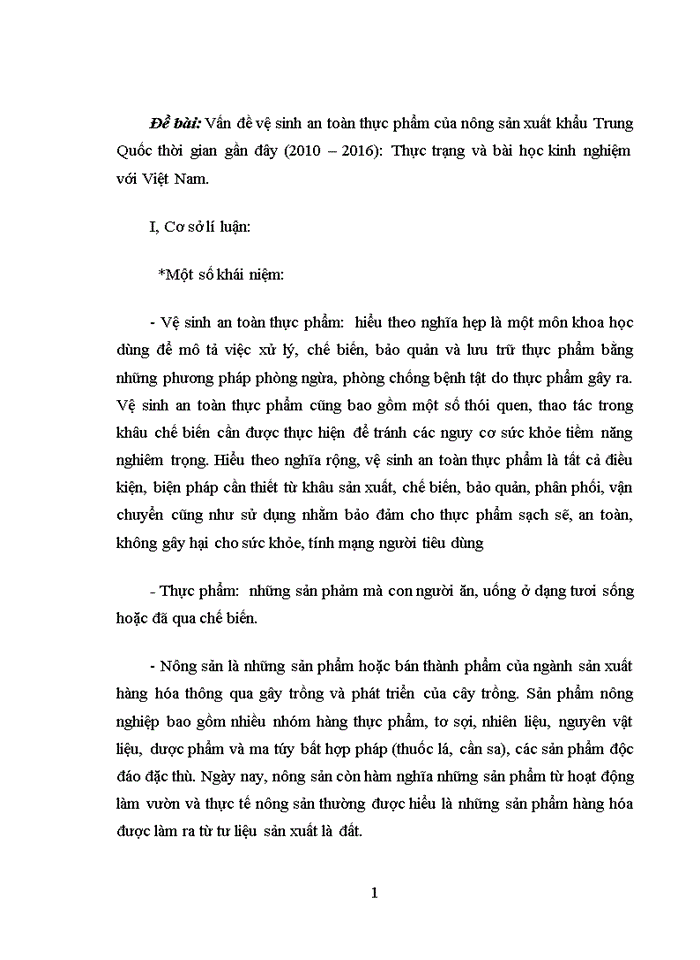 image for page Vấn đề vệ sinh an toàn thực phẩm của nông sản xuất khẩu Trung Quốc thời gian gần đây (2010 – 2016): Thực trạng và bài học kinh nghiệm với Việt Nam