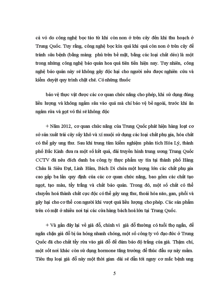 image for page Vấn đề vệ sinh an toàn thực phẩm của nông sản xuất khẩu Trung Quốc thời gian gần đây (2010 – 2016): Thực trạng và bài học kinh nghiệm với Việt Nam