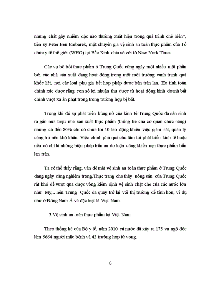 image for page Vấn đề vệ sinh an toàn thực phẩm của nông sản xuất khẩu Trung Quốc thời gian gần đây (2010 – 2016): Thực trạng và bài học kinh nghiệm với Việt Nam