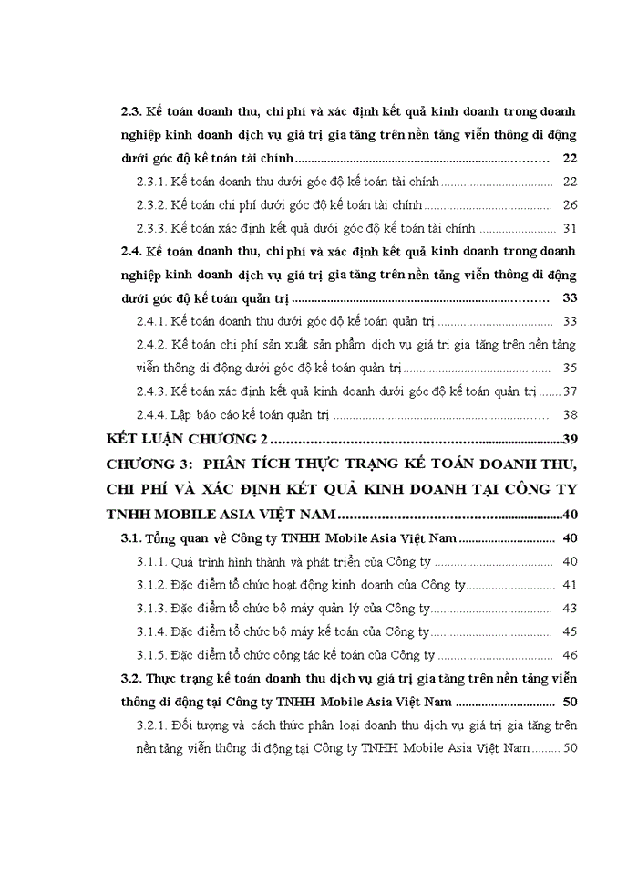 Phân tích thực trạng kế toán doanh thu, chi phí và xác định kết quả kinh doanh tại công tY  TNHH MOBILE ASIA VIỆT NAM