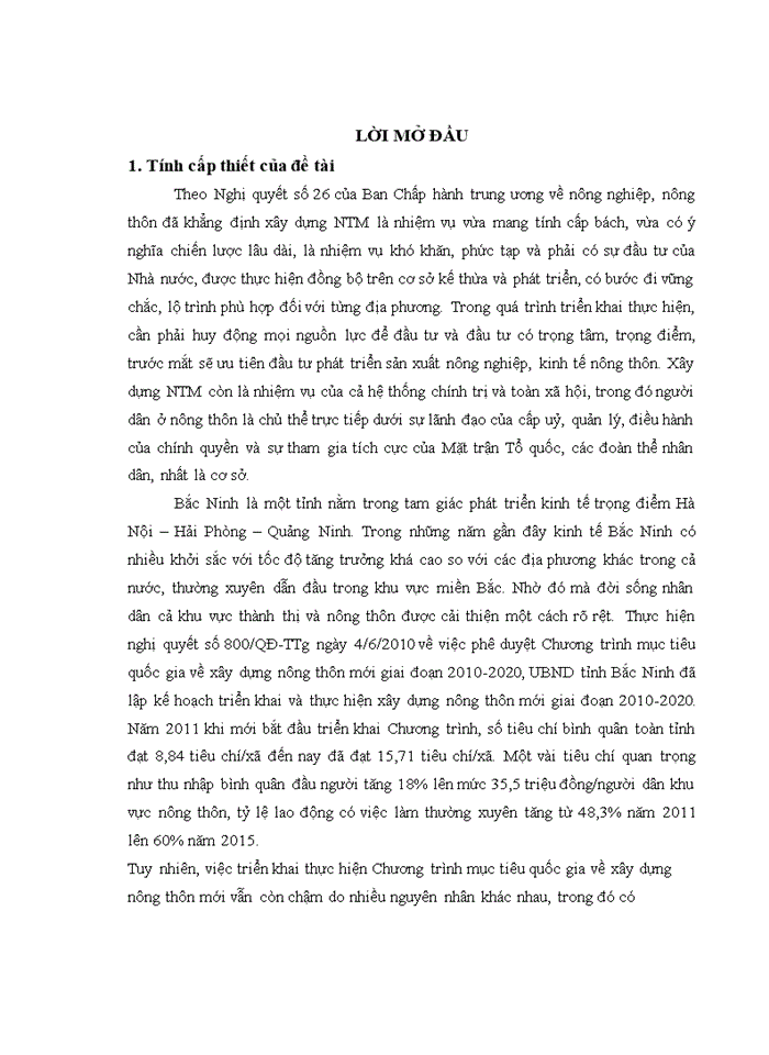 image for page Thực trạng tổ chức thực thi Chương trình mục tiêu quốc gia về xây dựng nông thôn mới của chính quyền tỉnh Bắc Ninh