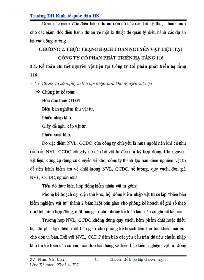 image for page Hoàn thiện công tác hạch toán Nguyên vật liệu tại Công ty Cổ phần phát triển hạ tầng 116