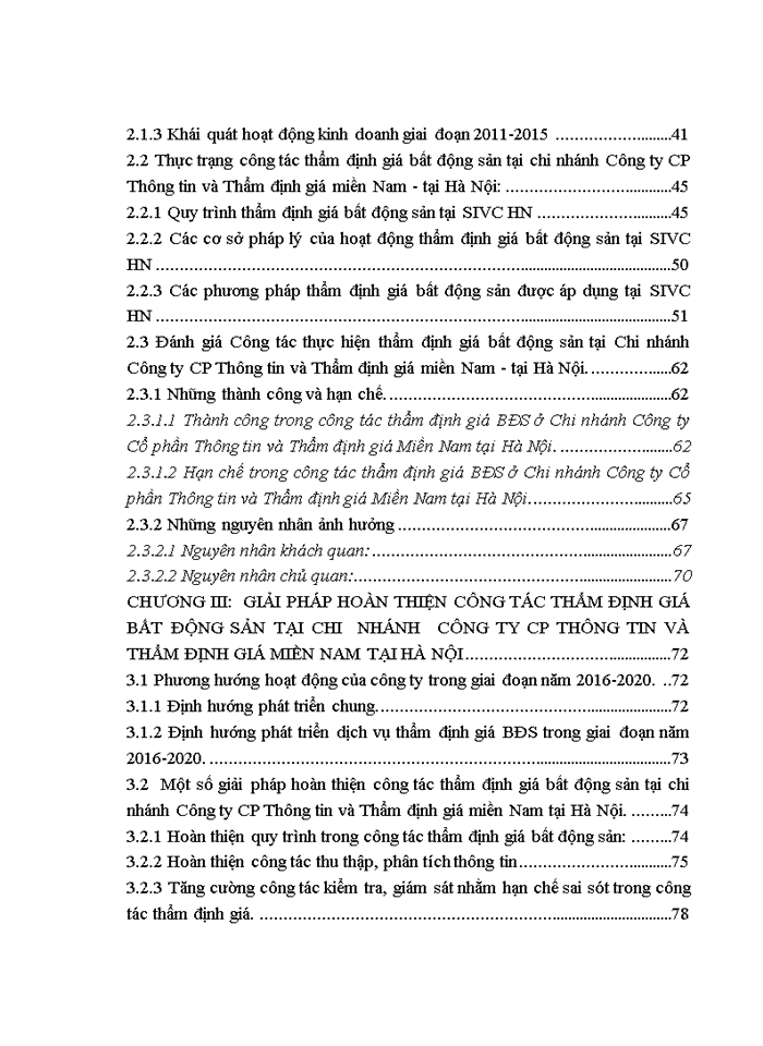 Hoàn thiện công tác thẩm định giá bất động sản tại chi nhánh công ty cp thông tin vàthẩm định giá MIỀN NAM tại HÀ NỘI