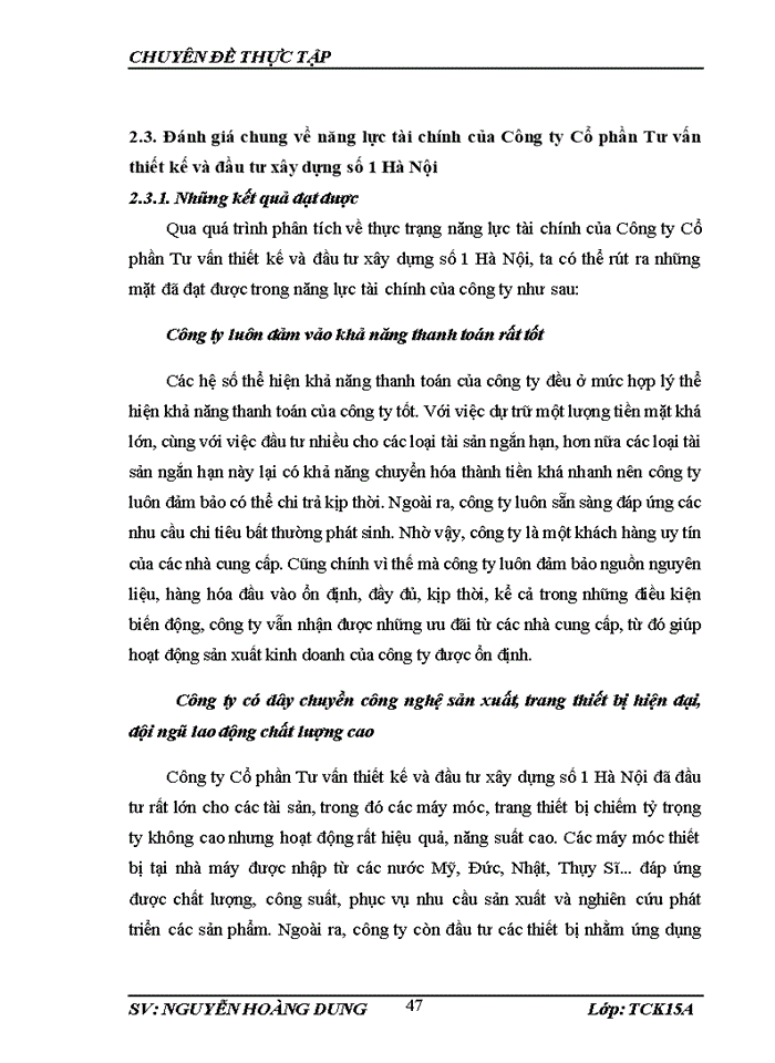 image for page Thực trạng năng lực tài chính của công ty cổ phần tư vấn thiết kế và đầu tư xây dựng số 1 HÀ NỘI