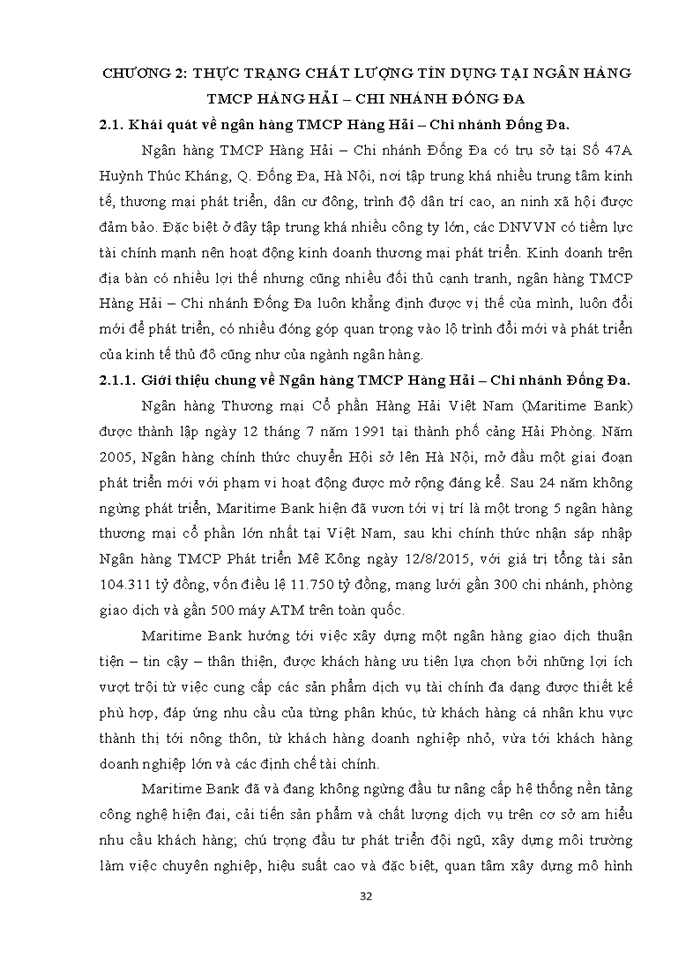 image for page Thực trạng chất lượng tín dụng tại ngân hàng TMCP HÀNG HẢI – CHI NHÁNH ĐỐNG ĐA