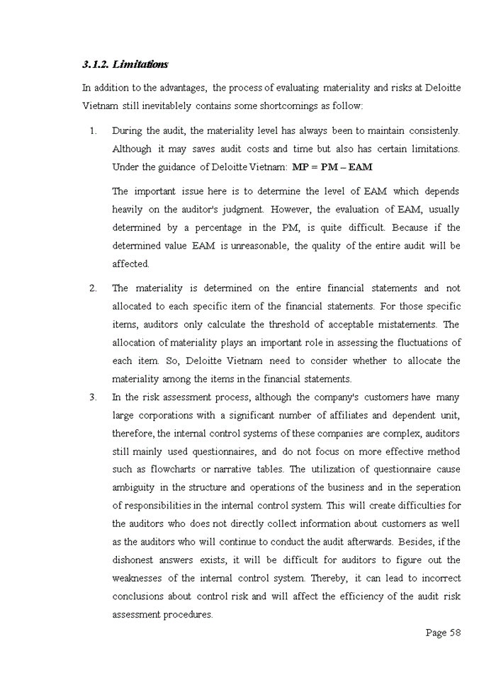image for page PRATICE OF ASSESSMENT OF AUDIT RISK AND METRIALITY IN FINANCIAL AUDITS CONDUCTED BY DELOITTE VIETNAM COMPANY LIMITED