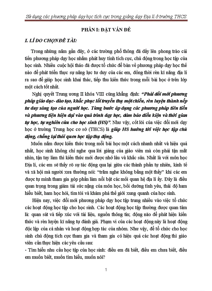 image for page Sử dụng các phương pháp dạy học tích cực trong giảng dạy Địa lí ở trường THCS