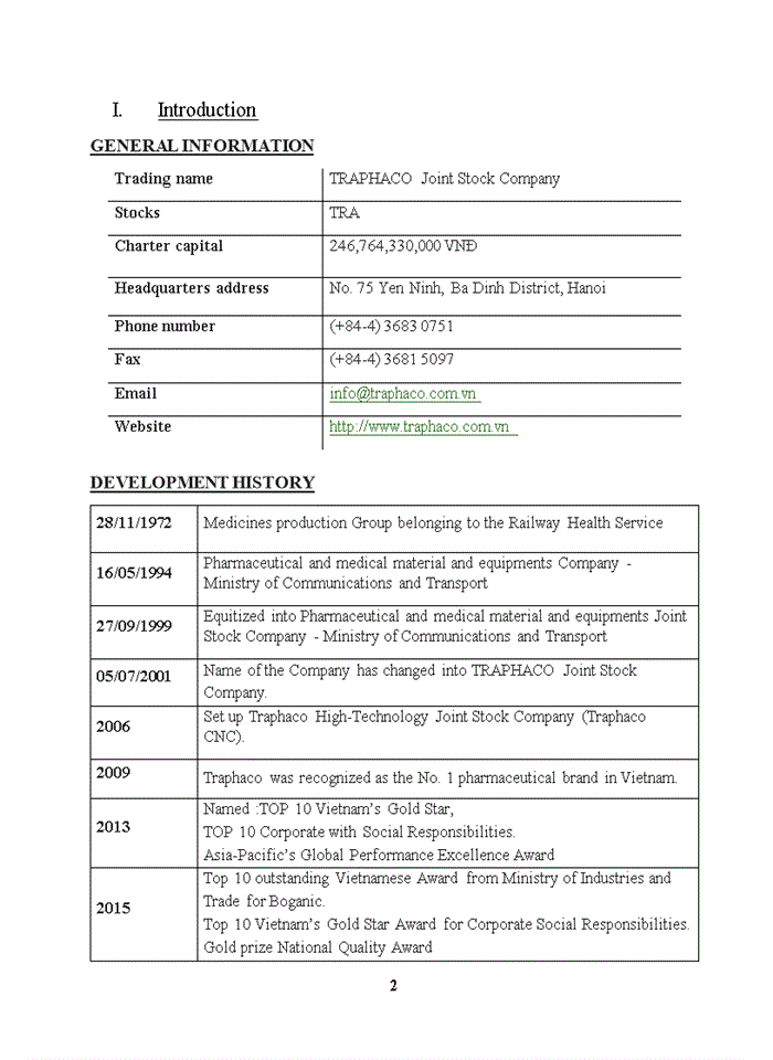 image for page FINANCIAL STATEMENT ANALYSIS A case of  TRAPHACO JOINT STOCK COMPANY (TRA)