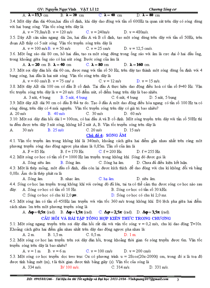 image for page Bài tập trắc nghiệm vật lý về sóng cơ và sóng âm