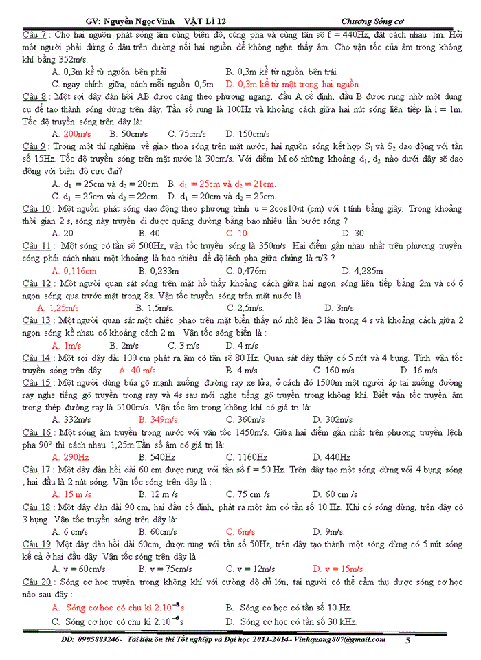 image for page Bài tập trắc nghiệm vật lý về sóng cơ và sóng âm