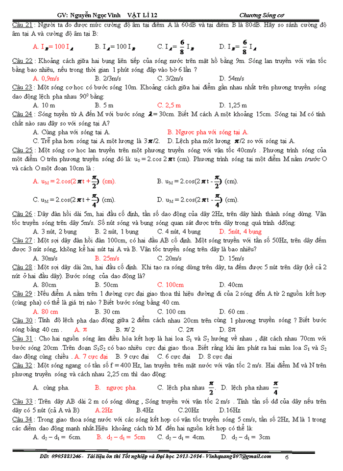 image for page Bài tập trắc nghiệm vật lý về sóng cơ và sóng âm
