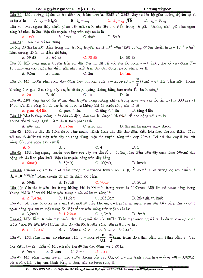 image for page Bài tập trắc nghiệm vật lý về sóng cơ và sóng âm