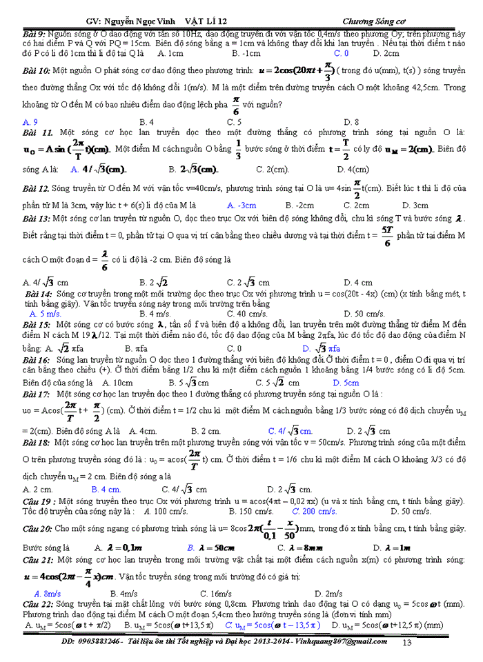 image for page Bài tập trắc nghiệm vật lý về sóng cơ và sóng âm