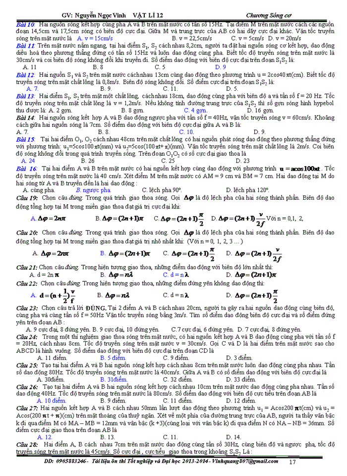 image for page Bài tập trắc nghiệm vật lý về sóng cơ và sóng âm