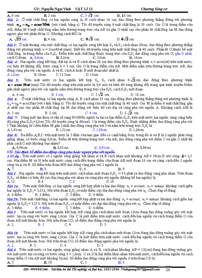 image for page Bài tập trắc nghiệm vật lý về sóng cơ và sóng âm