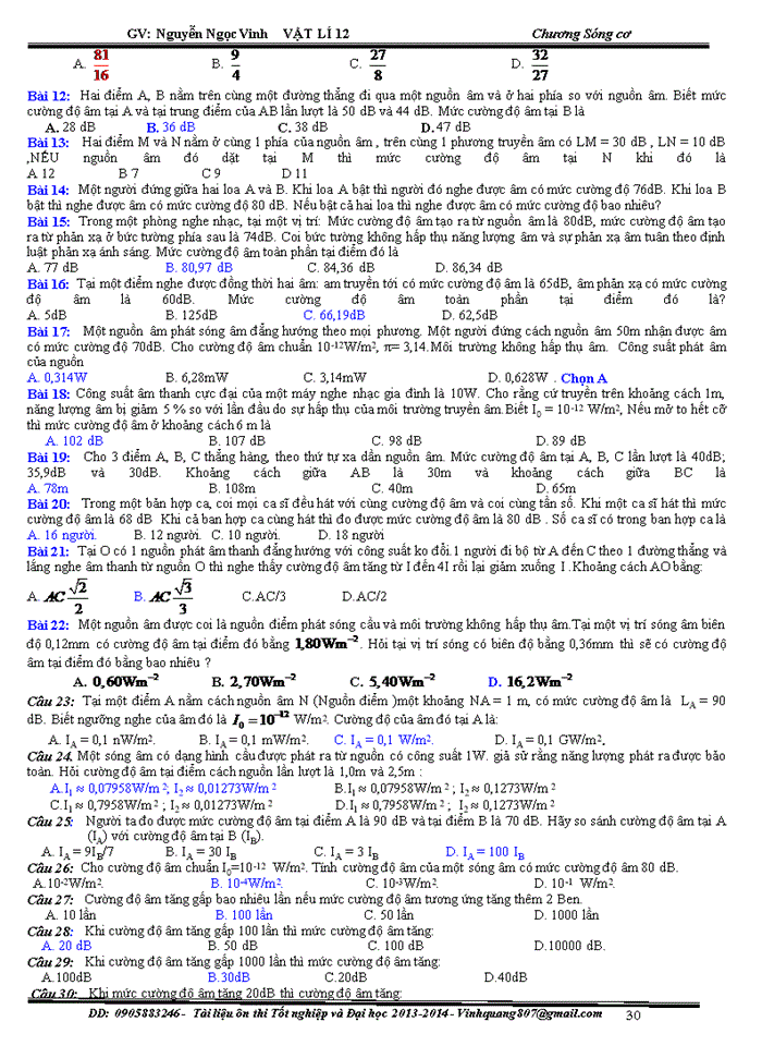 image for page Bài tập trắc nghiệm vật lý về sóng cơ và sóng âm