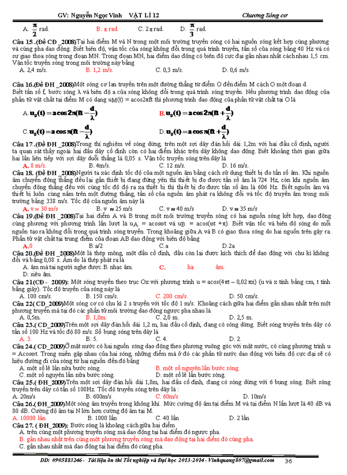 image for page Bài tập trắc nghiệm vật lý về sóng cơ và sóng âm