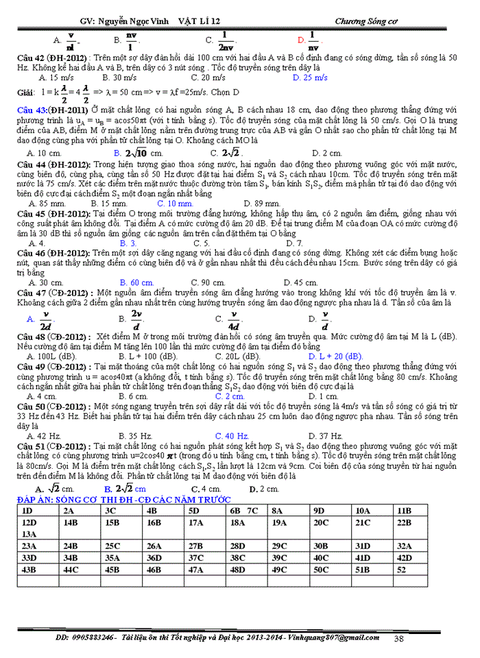 image for page Bài tập trắc nghiệm vật lý về sóng cơ và sóng âm