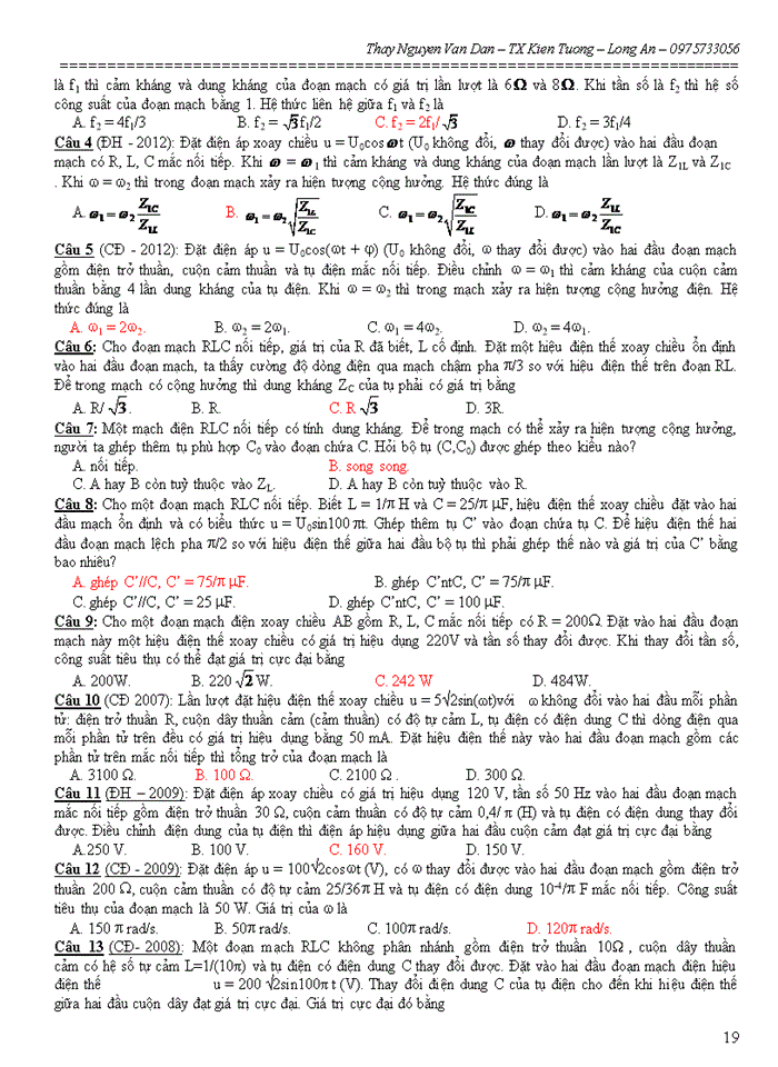 image for page Bộ 400 câu hỏi dòng điện xoay chiều luyện thi THPTQG