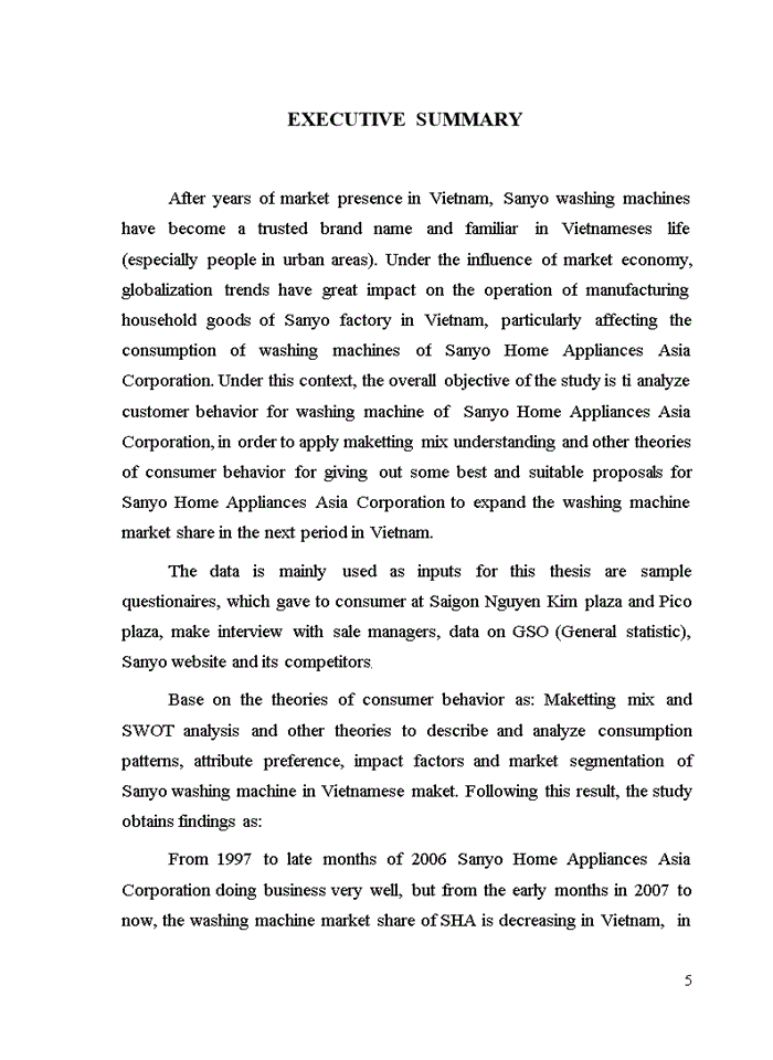 image for page UNDERSTANDING CONSUMER BEHAVIOR FOR WASHING MACHINE OF SANYO HOME APPLICANCE ASIA CORPORATION