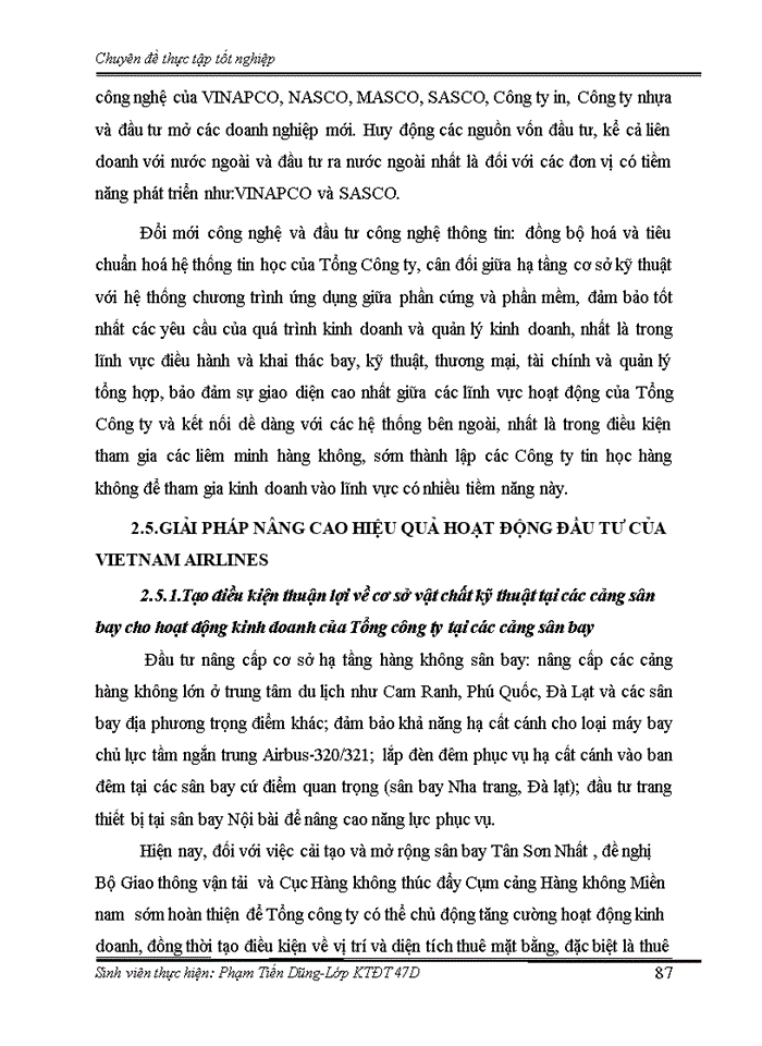 image for page Thực trạng và giải pháp đầu tư phát triển ngành vận tải hàng không của Tổng công ty hàng không Việt Nam