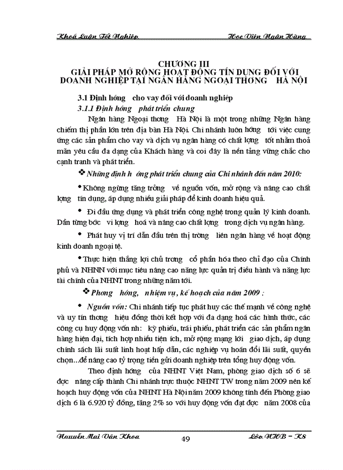 image for page Giải pháp mở rộng tín đối với doanh nghiệp tại Ngân Hàng Ngoại Thương Hà Nội