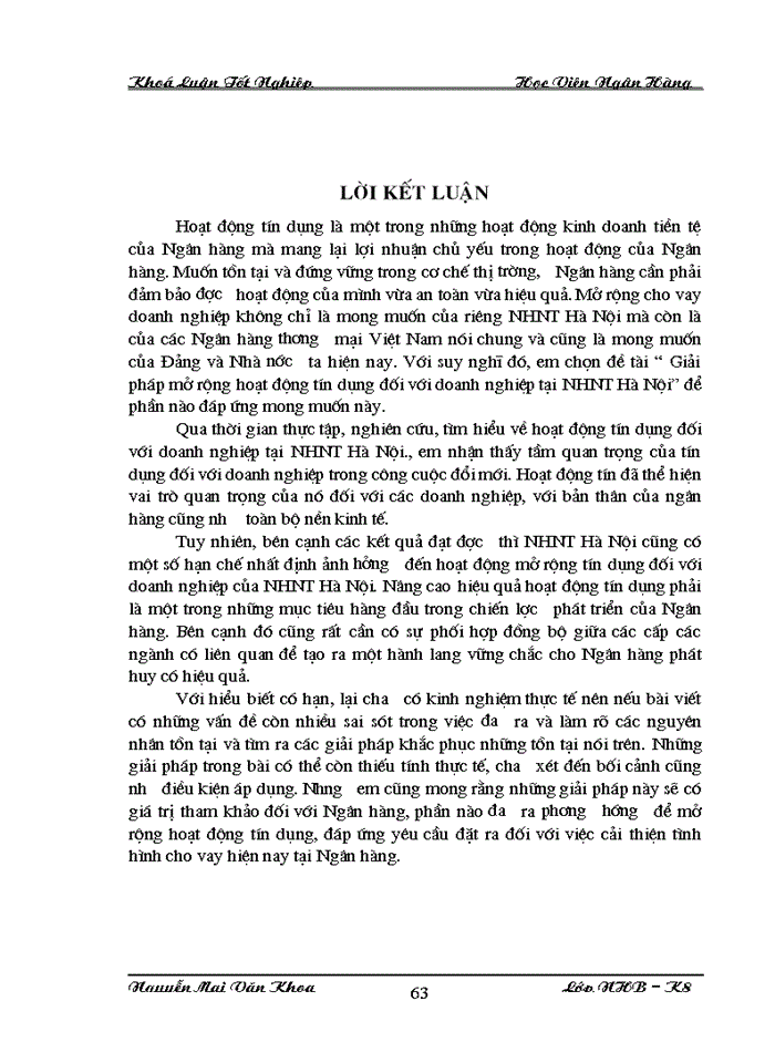 image for page Giải pháp mở rộng tín đối với doanh nghiệp tại Ngân Hàng Ngoại Thương Hà Nội