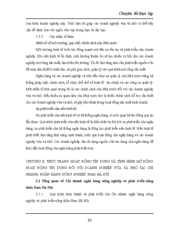 image for page Giải pháp mở rộng hoạt động tín dụng đối với doanh nghiệp vừa và nhỏ tại Chi nhánh ngân hàng nông nghiệp và phát triển nông thôn Nam Hà Nội