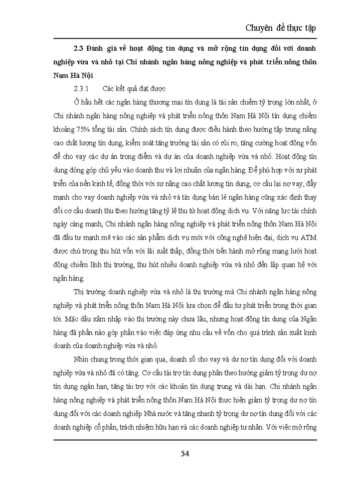 image for page Giải pháp mở rộng hoạt động tín dụng đối với doanh nghiệp vừa và nhỏ tại Chi nhánh ngân hàng nông nghiệp và phát triển nông thôn Nam Hà Nội