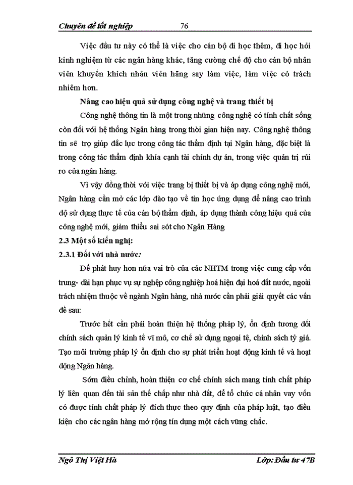 image for page Thực trạng và giải pháp nâng cao chất lượng thẩm định dự án vay vốn trung và dài hạn tại Ngân hàng Nông nghiệp và Phát triển Nông thôn Chi nhánh Nam Hà Nội