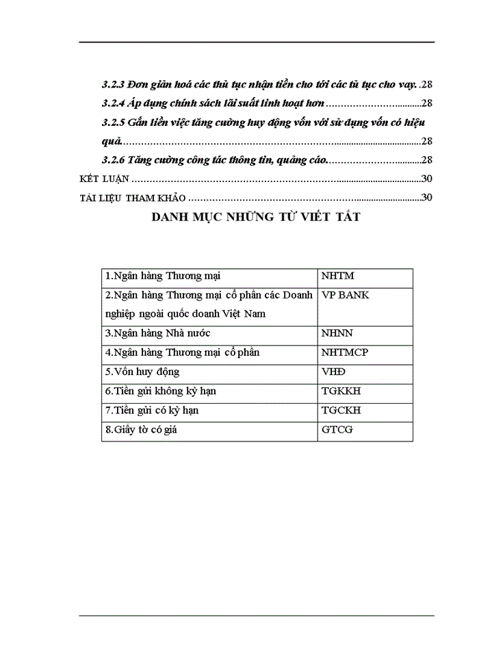 Công tác huy động vốn tại Ngân hàng VPBank chi nhánh tỉnh Nam Định. Thực trạng và giải pháp