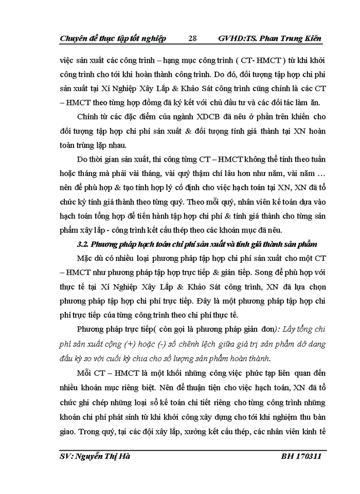 image for page Thực trạng tổ chức công tác kế toán chi phí  sản xuất và tính giá thành sản phẩm tại xí nghiệp