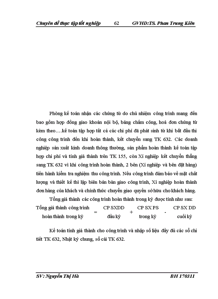image for page Thực trạng tổ chức công tác kế toán chi phí  sản xuất và tính giá thành sản phẩm tại xí nghiệp