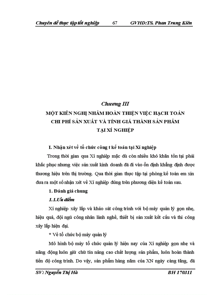 image for page Thực trạng tổ chức công tác kế toán chi phí  sản xuất và tính giá thành sản phẩm tại xí nghiệp