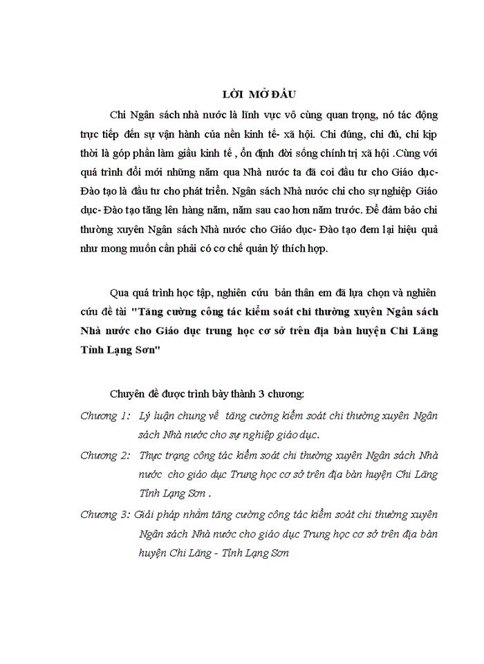 image for page Tăng cường công tác kiểm soát chi thường xuyên Ngân sách Nhà nước cho Giáo dục trung học cơ sở trên địa bàn huyện Chi Lăng Tỉnh Lạng Sơn