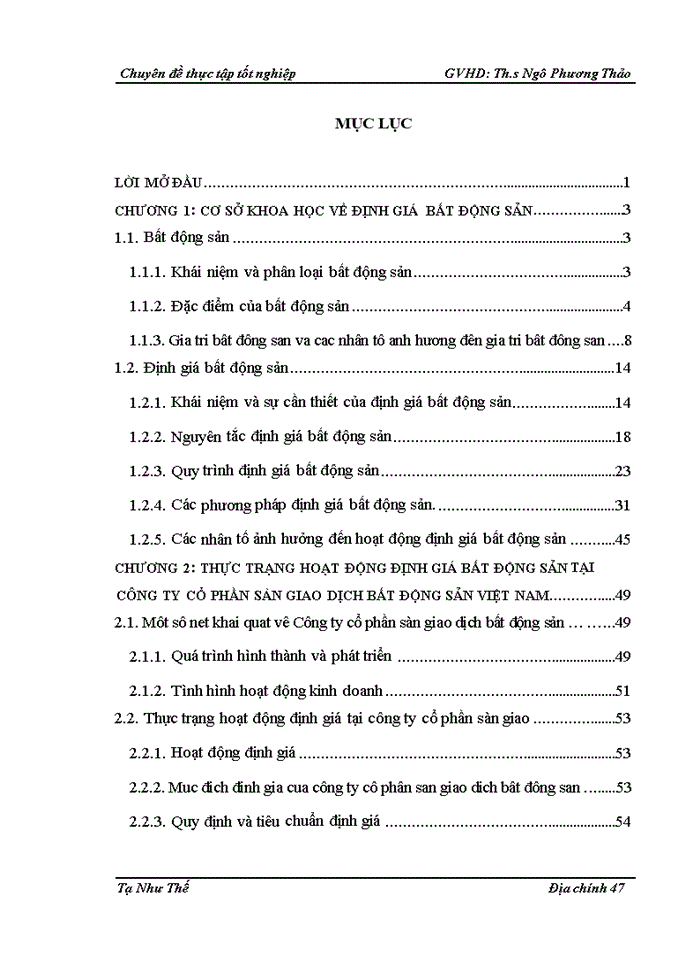 image for page Định giá bất động sản tại Công ty cổ phần Sàn giao dịch bất động sản Việt Nam