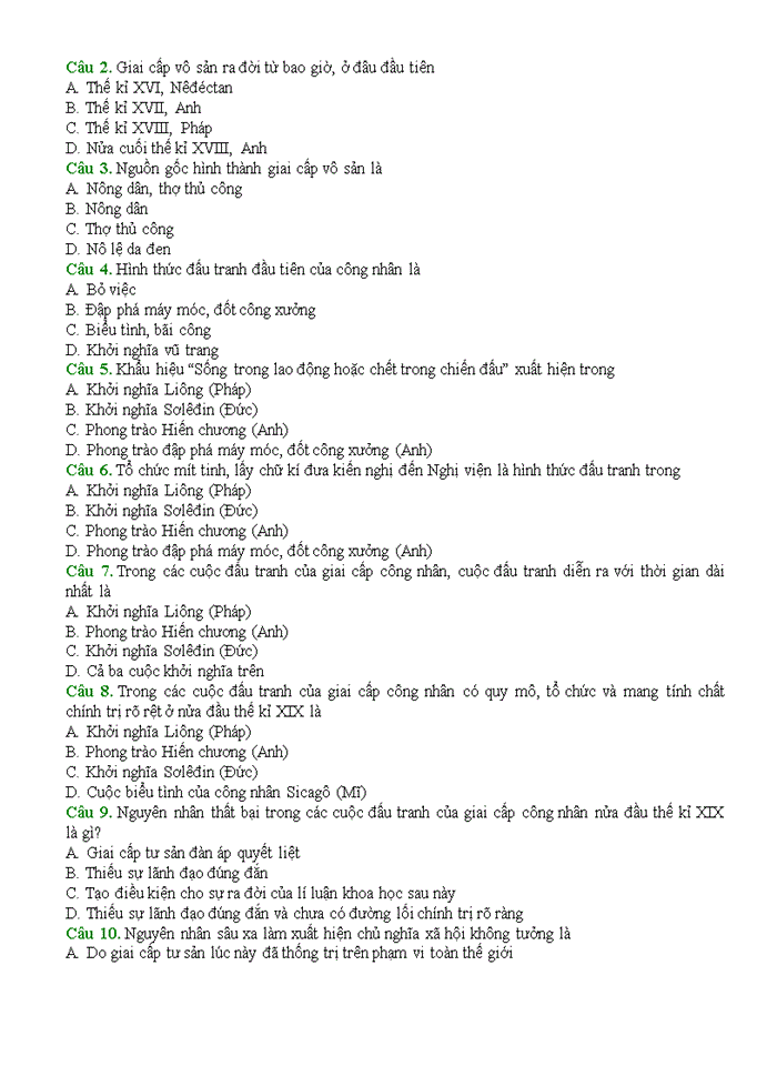 image for page Câu hỏi trắc nghiệm Lịch Sử lớp 10 theo bài mới