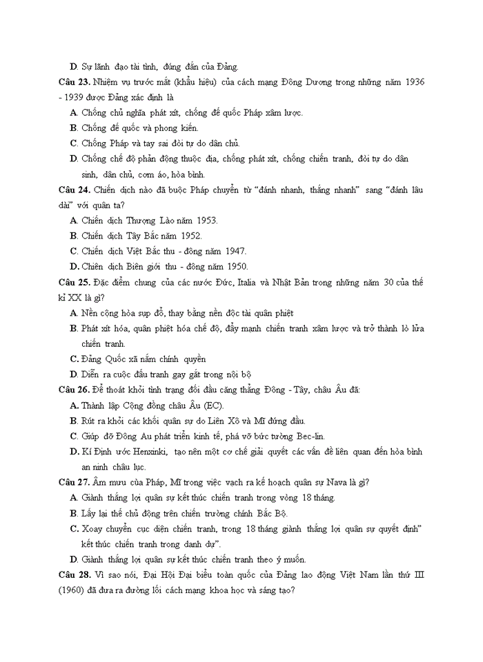 Đề thi thử thpt quốc gia năm 2020 môn lịch sử - đề số 11