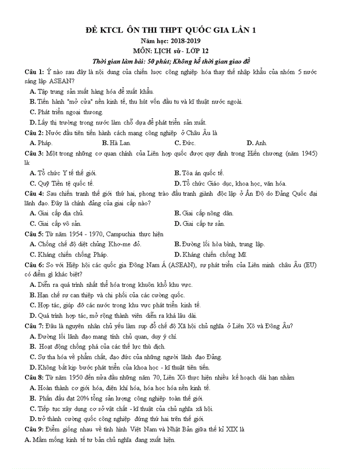 image for page Đề kiểm tra chất lượng ôn thi thpt quốc gia môn lịch sử