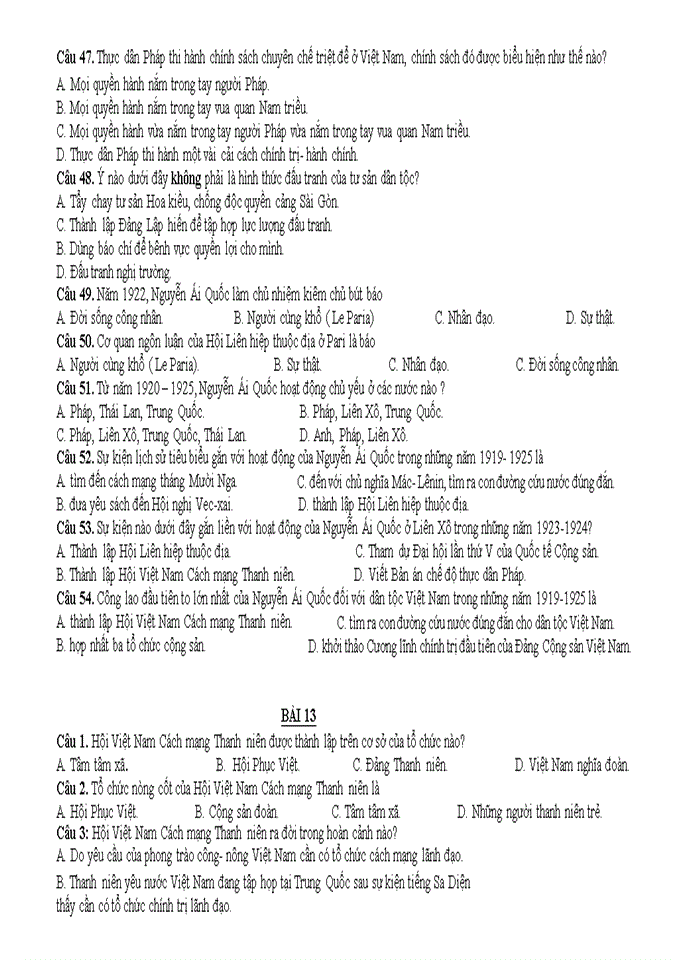 image for page Bộ câu hỏi ôn tập lịch sử việt nam lớp 12 năm 2020