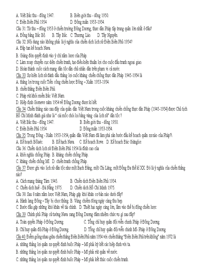 image for page Bộ câu hỏi ôn tập lịch sử việt nam lớp 12 năm 2020