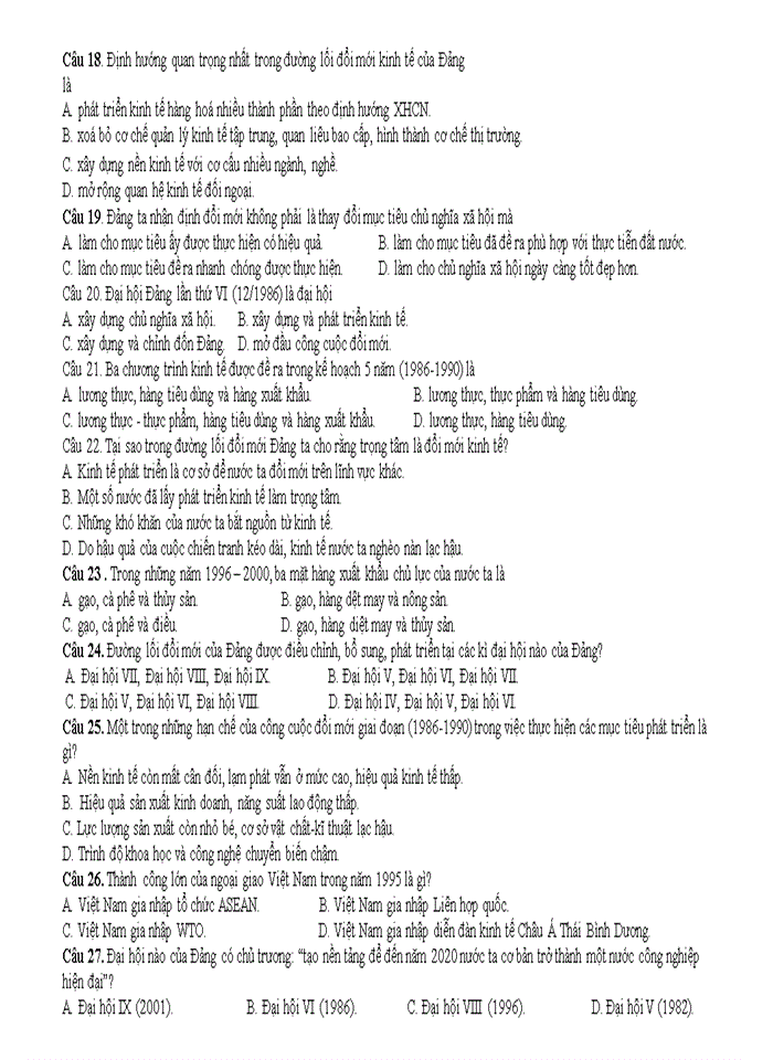 image for page Bộ câu hỏi ôn tập lịch sử việt nam lớp 12 năm 2020