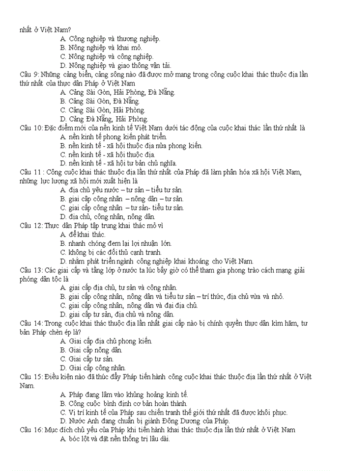 image for page Bộ câu hỏi trắc nghiệm môn lịch sử lớp 11